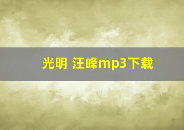 光明 汪峰mp3下载